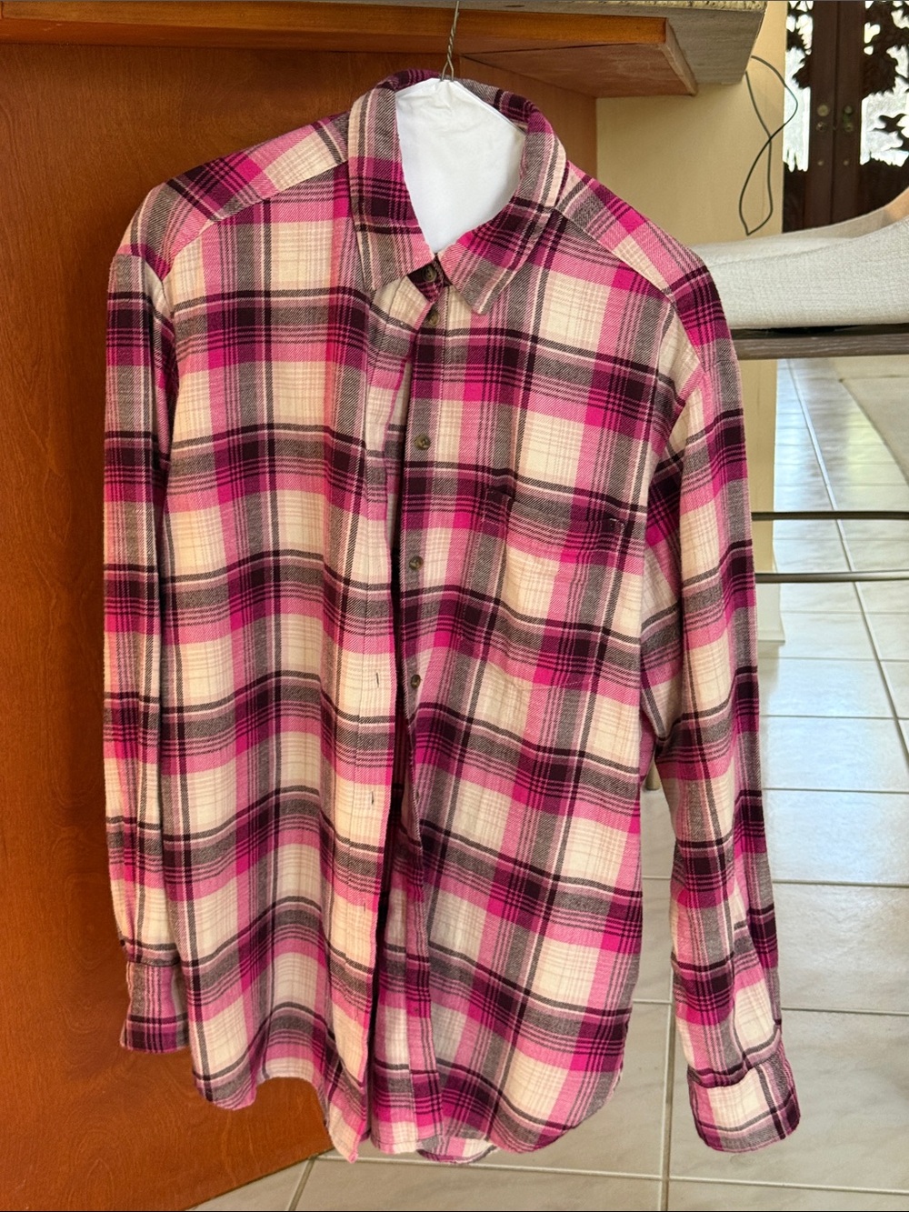GAP Pink Plaid Button-Down Shirt